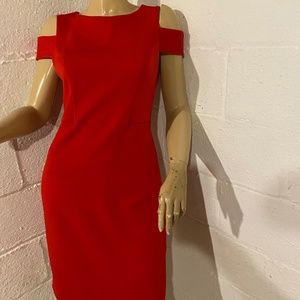 Vince Camuto Red Dress with Off the Shoulder Detail